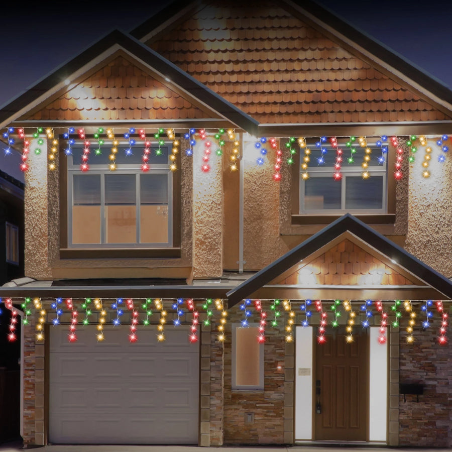 200 LED Solar Multi Icicles (3.9m)