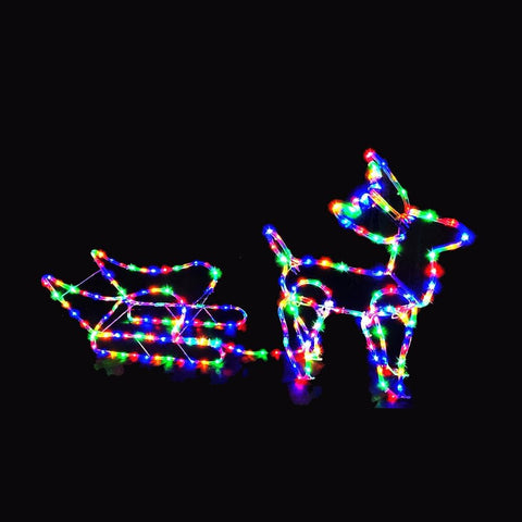 LED Ropelight Sleigh & Deer Multi (120cm)
