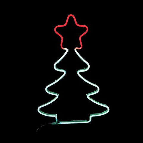 LED Neon Flex Green Tree With Red Star