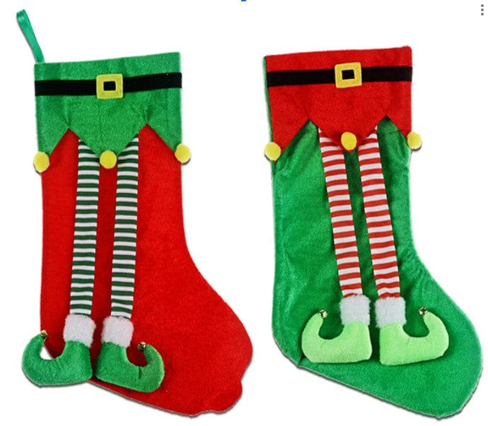Dangling Elf Legs Christmas Stocking