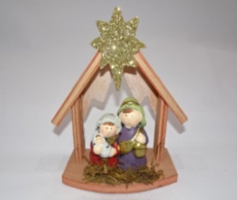 Nativity Set Wooden House 13 x 6 x 16.5cm