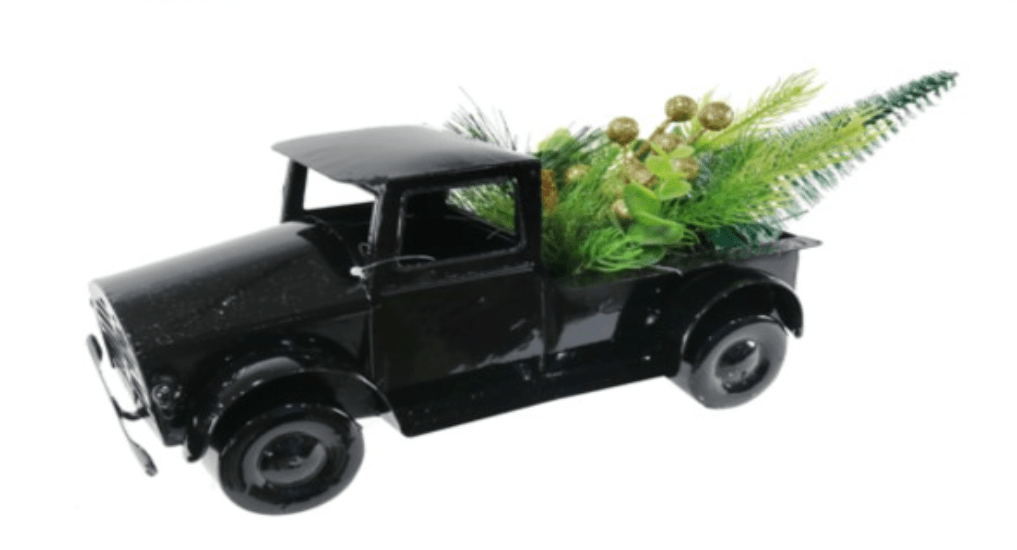 Metal Pick Up Car with Tree Deco 4 Asst