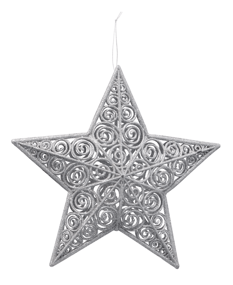 Glitter Hanging Star 4 Asst (30cm)