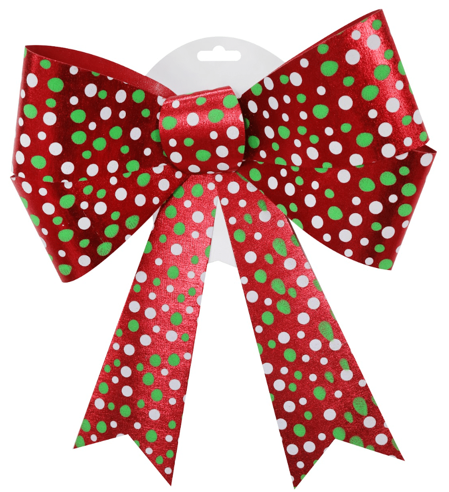 Metallic Bow with Spots 2 Asst (30x42cm)