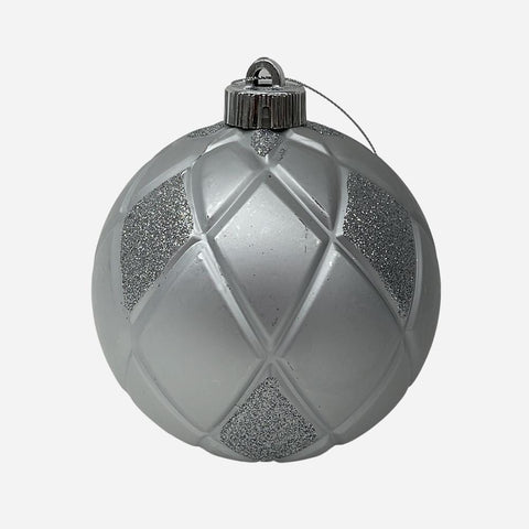 Silver Shatterproof Bauble  (12cm)