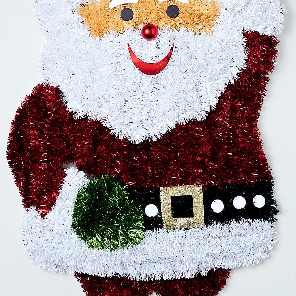 Tinsel Waving Santa Plaque