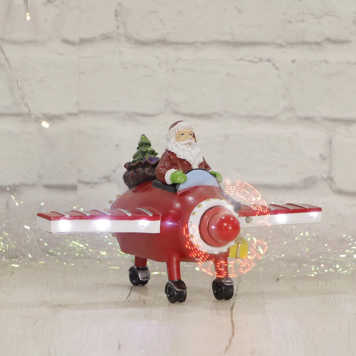LED Ceramic Santa In Plane Propellor