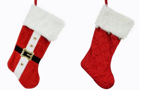 Deluxe Velvet Stocking with Bells Assorted