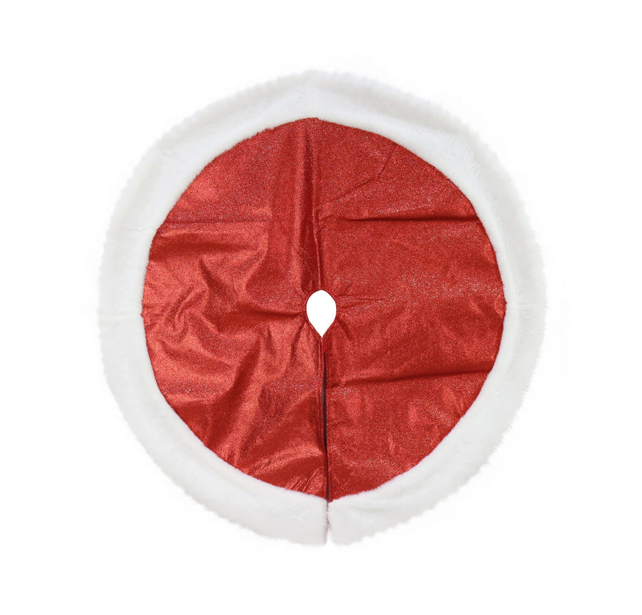 Metallic Tree Skirt with Fur Trim Asst (90cm)