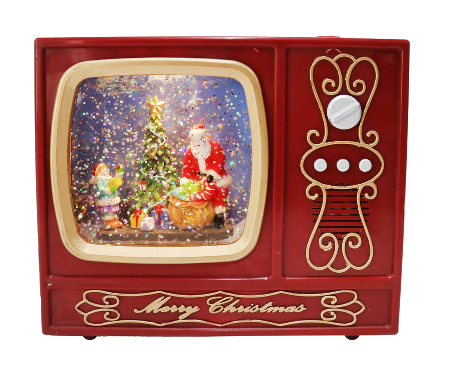 LED Glitter Swirl Musical Santa TV USB