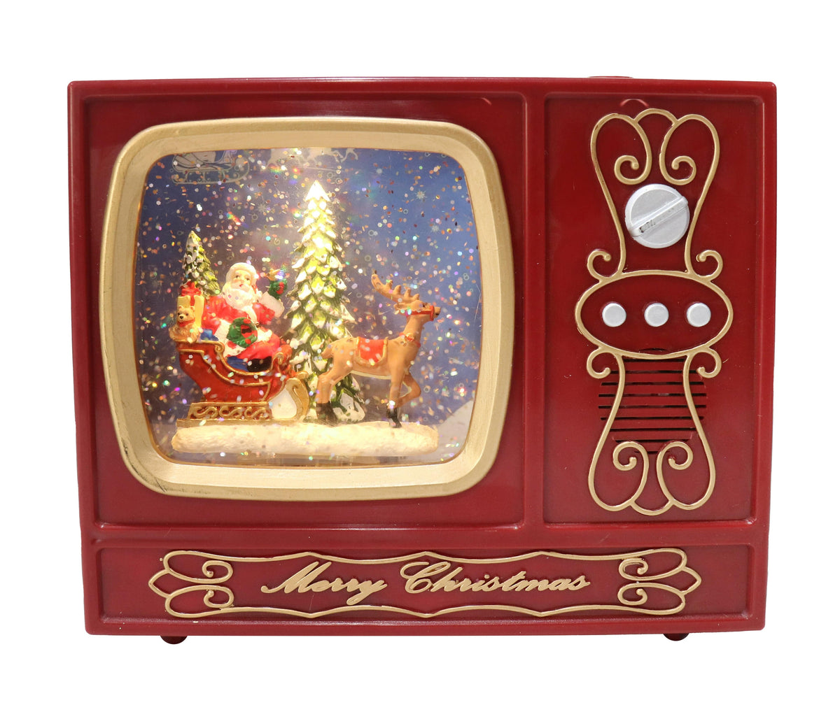 LED Glitter Swirl Musical Santa TV USB
