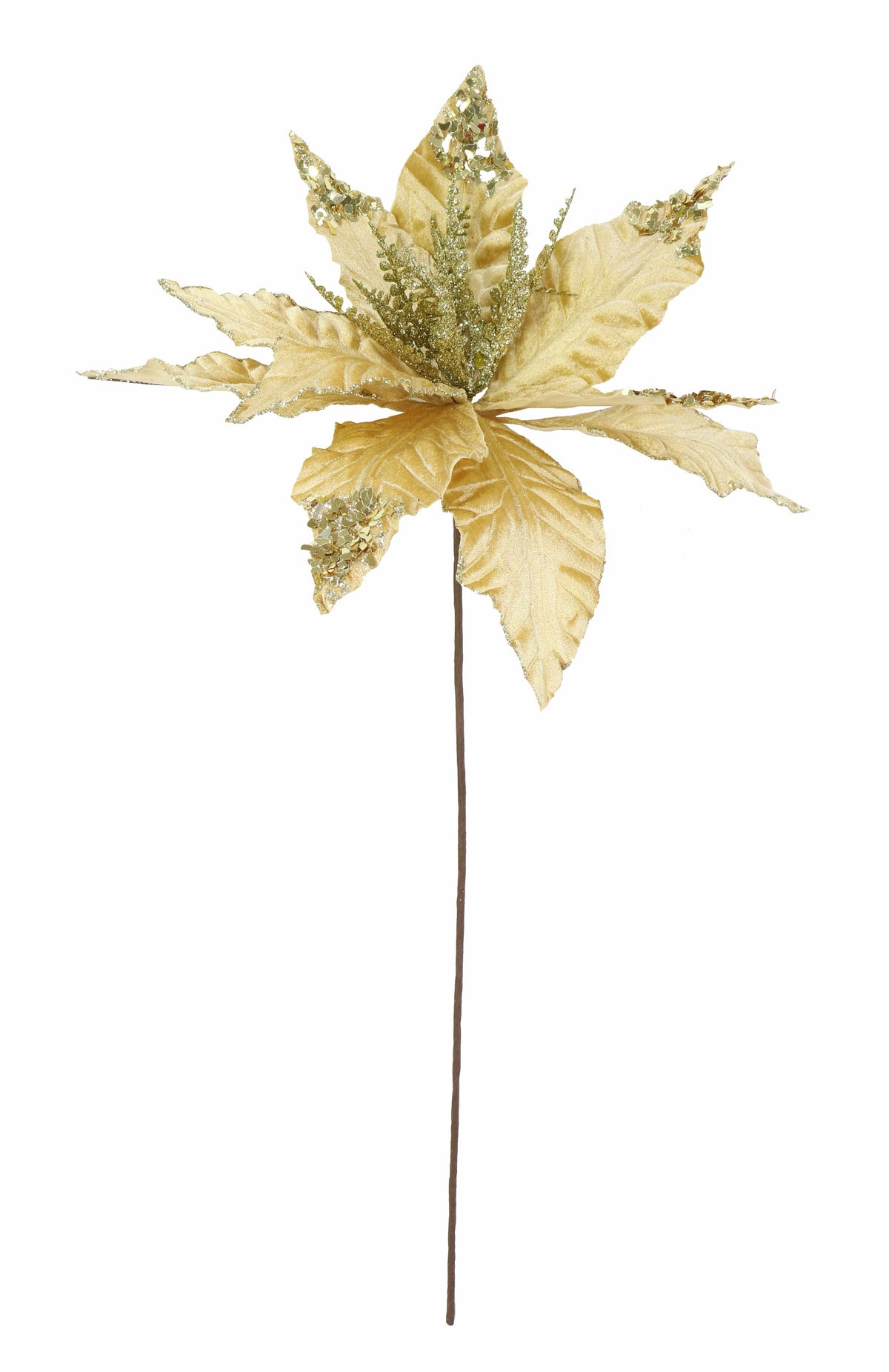 Velvet Poinsettia Stem with Sequins Asst (58cm)