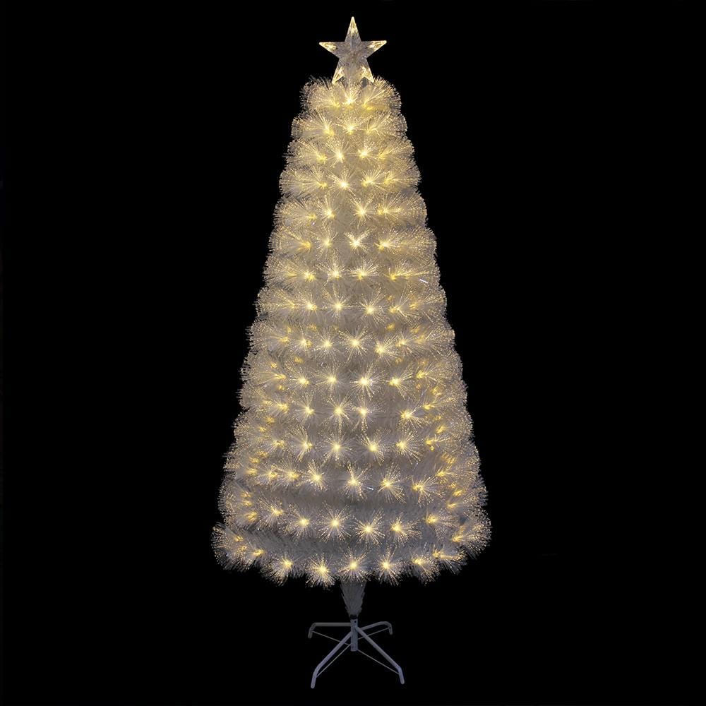 Fibre Optic LED Flashing White Tree (1.8m)