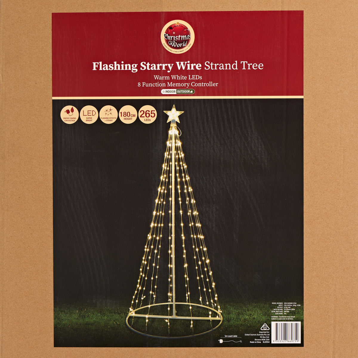 LED Warm White Starry Wire Strands Tree (1.8m)