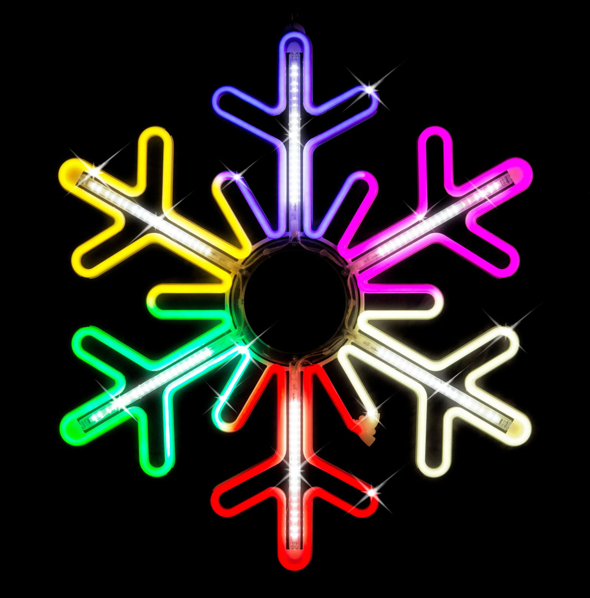 Neon Digital Rainbow Snowflake (75cm)