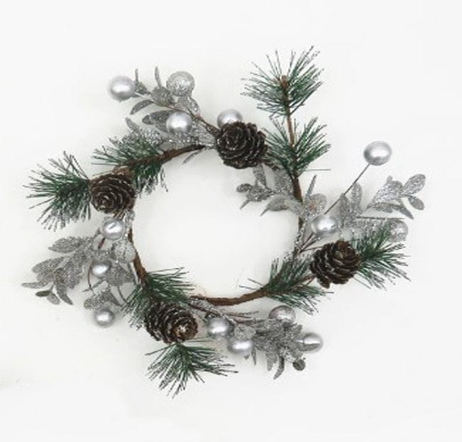 Christmas Glitter Berry Candle Wreath Asst