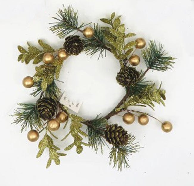 Christmas Glitter Berry Candle Wreath Asst