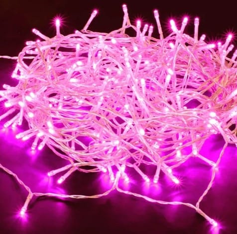 LED Fairy Lights Pink with White Cable (40m)