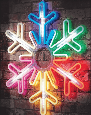 Neon Digital Rainbow Snowflake (75cm)
