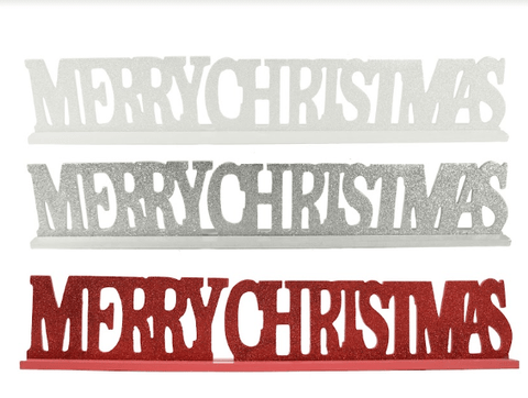 Merry Christmas Glitter Table Sign Asst